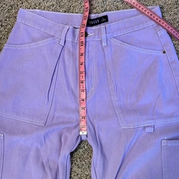 NEW Urban Outfitters Lioness Miami Vice Cargo Lilac Purple Denim Pants Jeans L 8 - Picture 13 of 16